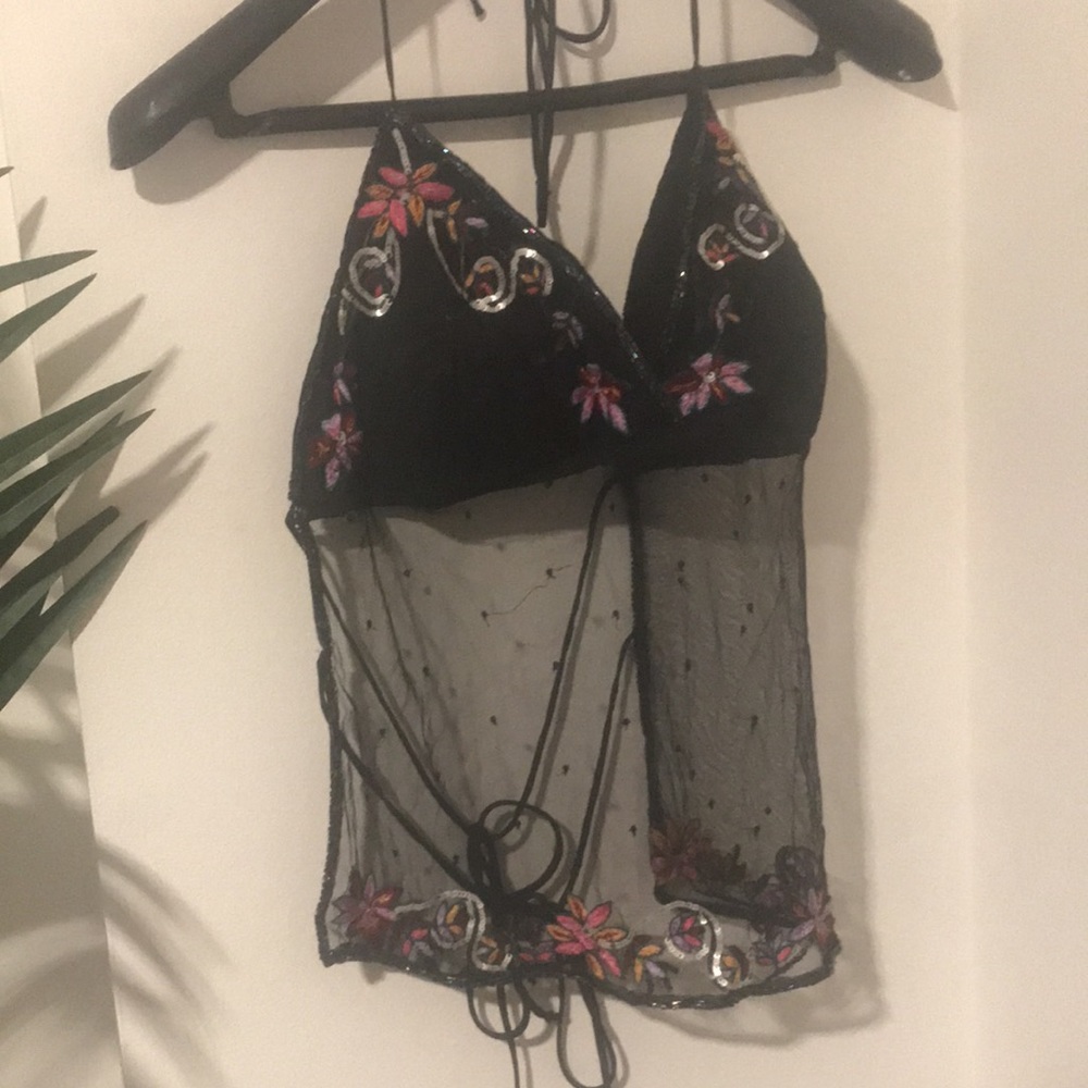 Flower and sheer top